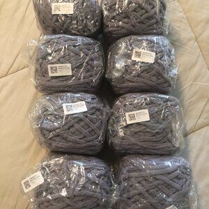 Eight (8) skeins Chunky Knit Chenille Yarn (gray)